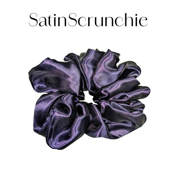 Amiga Mia large navy blue satin scrunchie hand crafted - Picture 3 of 5